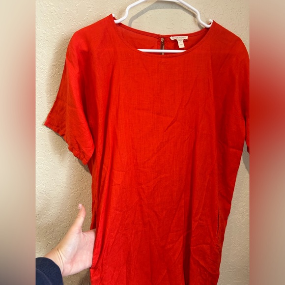 Eileen Fisher Organic Handkerchief Linen Boxy Dress in Petite Small - Picture 4 of 11